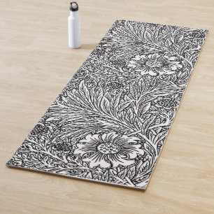 Komplexes florales Design in Schwarz und Weiß Yogamatte