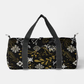 Komplexes florales Muster mit Gold und Weiß Duffle Bag (Vorderseite)