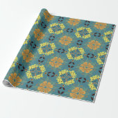 Komplexes florales und geometrisches Muster mit Or Geschenkpapier (Ungerollt)