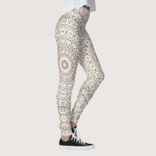 Komplexes geometrisches Mandala in Türkis, Rosa un Leggings