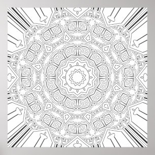 Komplexes geometrisches Mandala mit tribalen Motiv Poster
