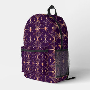 Komplexes geometrisches Muster mit orangen Linien Bedruckter Rucksack
