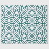 Komplexes geometrisches Muster mit tealfarbener Ve Geschenkpapier (Flach)