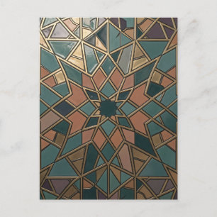 Komplexes goldenes geometrisches Mosaik-Sternmuste Postkarte