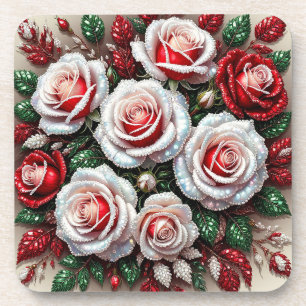 Komplexes juwelenverziertes florales Design Getränkeuntersetzer