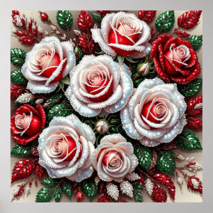 Komplexes juwelenverziertes florales Design Poster