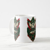 Komplexes mexikanisches Themenemblem Kaffeetasse (Vorderseite Links)