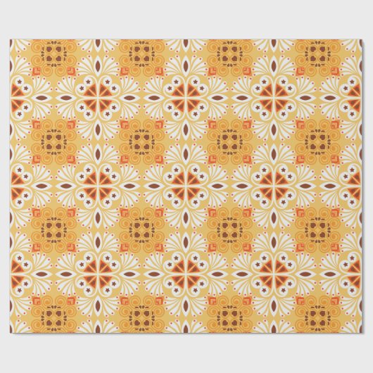 Komplexes orange-braunes geometrisches Muster Geschenkpapier (Flach)