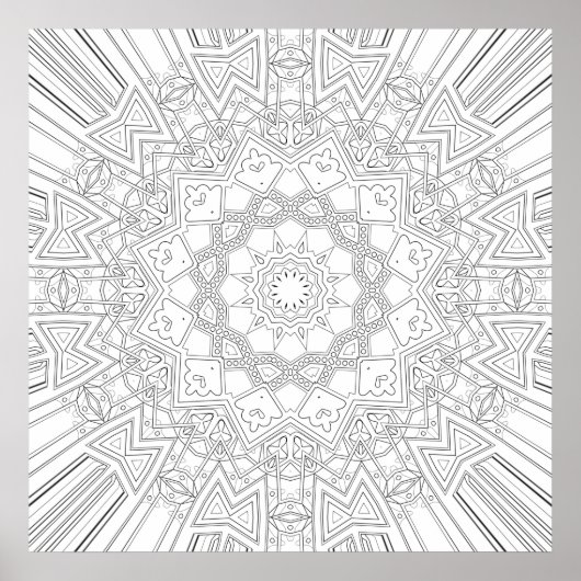 Komplexes polygonal Sternen-Mandala-Kunstdesign Poster (Vorne)