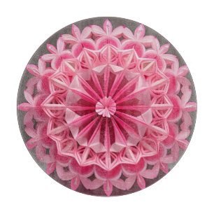 Komplexes rosa Blumen-Origami-Design Schneidebrett