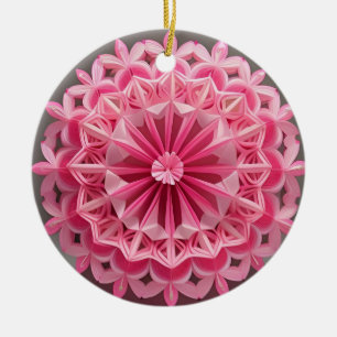 Komplexes rosa florales Origami-Design Keramik Ornament