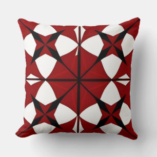 Komplexes rotes und schwarzes geometrisches Muster Kissen