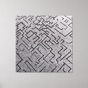 Komplexes Schwarz-Weiß-Labyrinth Leinwanddruck
