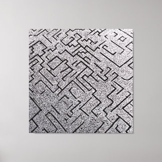 Komplexes Schwarz-Weiß-Labyrinth Leinwanddruck