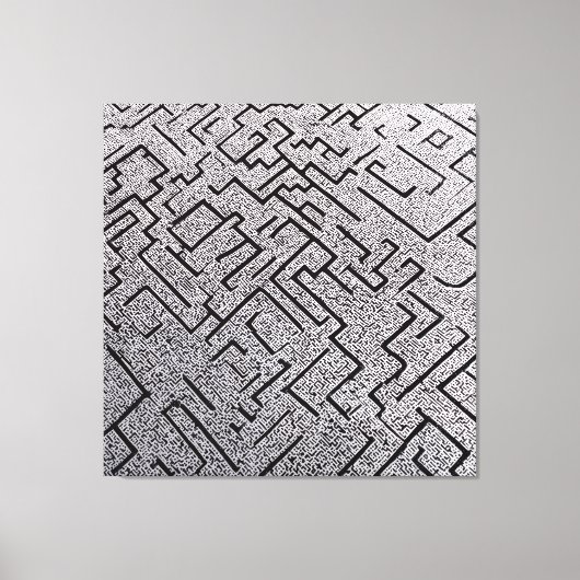 Komplexes Schwarz-Weiß-Labyrinth Leinwanddruck (Vorderseite)