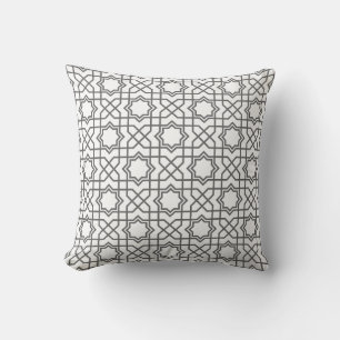 Komplexes schwarzes geometrisches Muster mit stern Kissen
