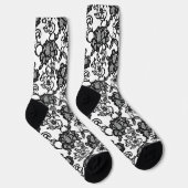 Komplexes schwarzes Spitzenmuster Socken (Rechts)