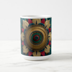 Komplexes texturiertes florales Mandala in Türkis Kaffeetasse