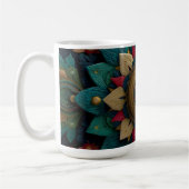 Komplexes texturiertes florales Mandala in Türkis Kaffeetasse (Links)