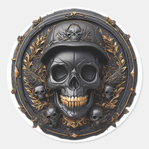 Komplexes Totenkopfdesign Runder Aufkleber