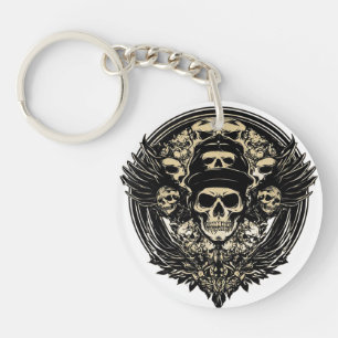 Komplexes Totenkopfdesign Schlüsselanhänger