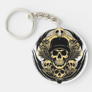 Komplexes Totenkopfdesign Schlüsselanhänger