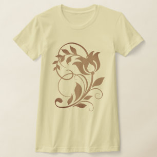 Komplexes verziertes botanisches Tulpenblumendesig T-Shirt