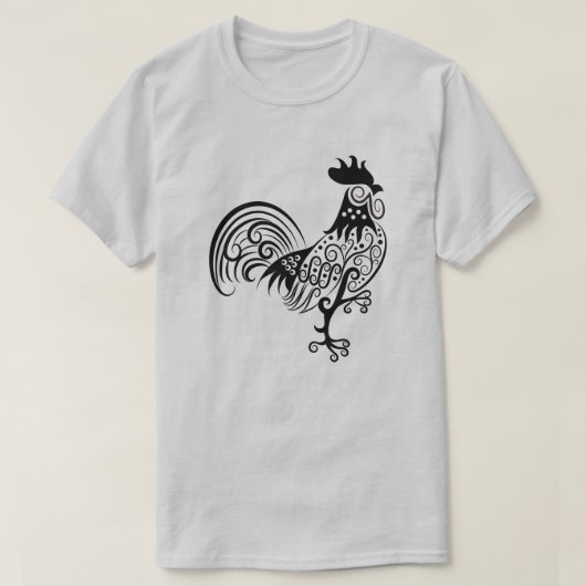 Komplexes verziertes Mandala-Hahn-Design T-Shirt (Design vorne)