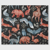 Komplexes Waldtiermuster Geschenkpapier (Flach)