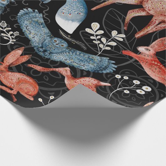 Komplexes Waldtiermuster Geschenkpapier (Ecke)