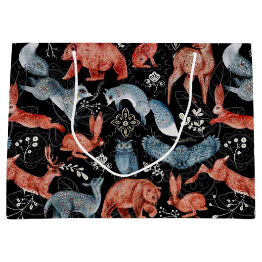 Komplexes Waldtiermuster Große Geschenktüte (Vorderseite)