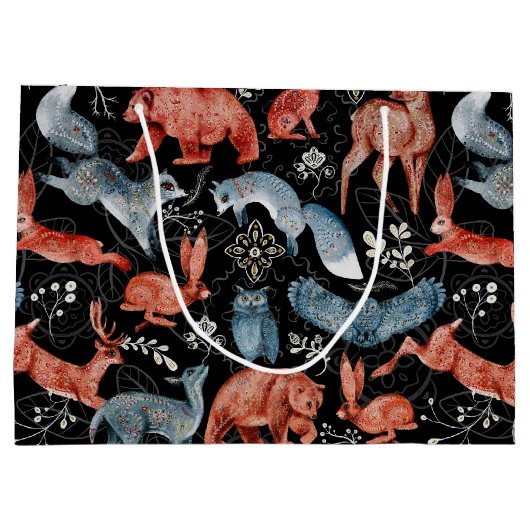 Komplexes Waldtiermuster Große Geschenktüte (Rückseite)