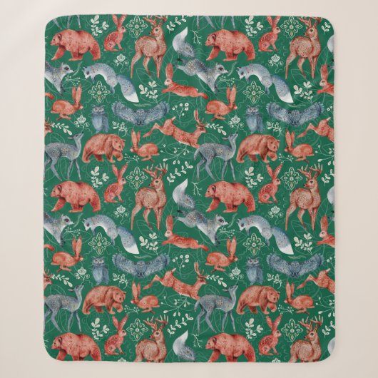 Komplexes Waldtiermuster Sherpadecke (Vorderseite)