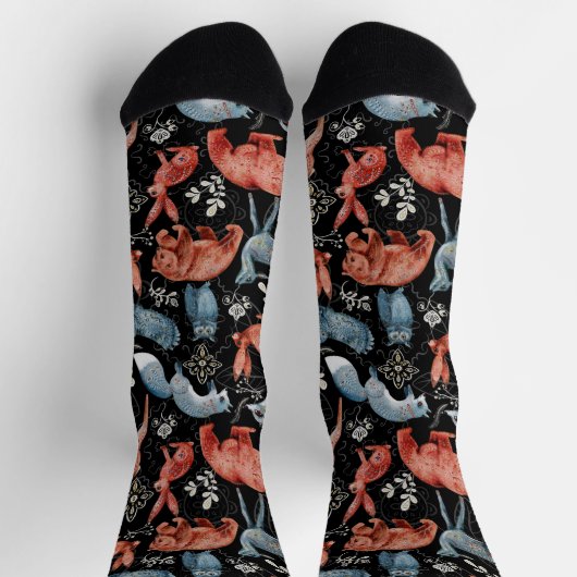 Komplexes Waldtiermuster Socken (Oben)