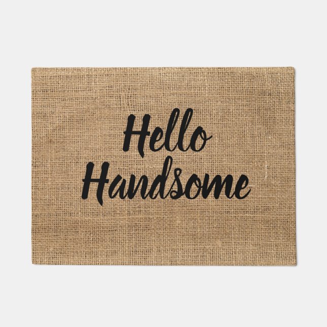Kompliment Hallo Handsome Door Mat Rustic Style Fußmatte (Vorderseite)