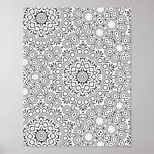 Komplizierte Blumenkreis-Mandala-Malvorlage Kunst Poster (Vorne)