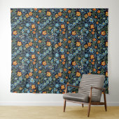 Komplizierte Blumenkunst: Blaue und orangefarbene Wandteppich (Beispiel (Horizontal))