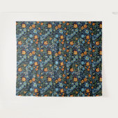 Komplizierte Blumenkunst: Blaue und orangefarbene Wandteppich (Vorderseite (Horizontal))