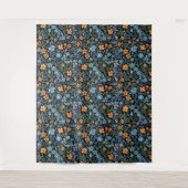 Komplizierte Blumenkunst: Blaue und orangefarbene Wandteppich (Vorderseite)