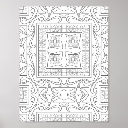 Komplizierte geometrische Schnitzerei Fliesen Mand Poster (Vorne)
