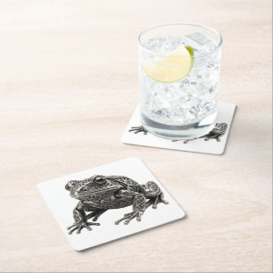 Komplizierte keltische silberne Frosch-Skulptur mi Rechteckiger Pappuntersetzer