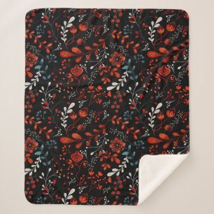 Kompliziertes Blumenmuster mit Gold und Weiß Sherpadecke