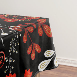 Kompliziertes Blumenmuster mit Gold und Weiß tabl Tischdecke
