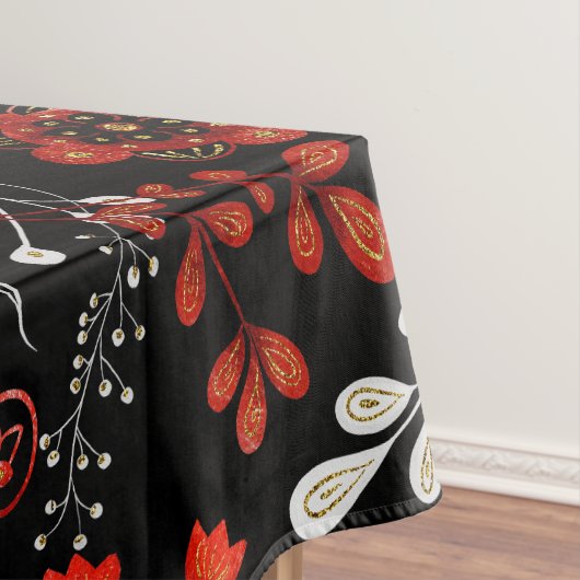 Kompliziertes Blumenmuster mit Gold und Weiß tabl Tischdecke (Beispiel)