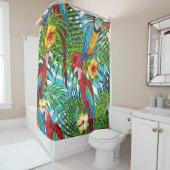 Kompliziertes Hinterland tropischer Waldblumenblät Duschvorhang (Beispiel)