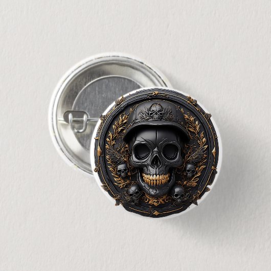 Kompliziertes Schädeldesign Button (Vorne & Hinten)