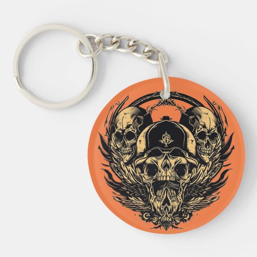 Kompliziertes Schädeldesign Schlüsselanhänger (Vorderseite)