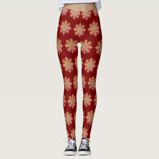Kompliziertes Snowflake-Design Leggings (Vorderseite)