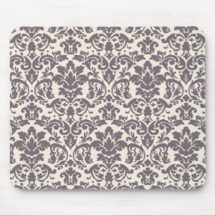 kompliziertes Taupe-Creme-Damast-Muster Mousepad