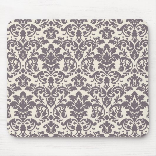 kompliziertes Taupe-Creme-Damast-Muster Mousepad (Vorne)